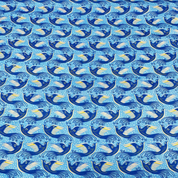 London Calling Birds SRKN-21243-216 Cloud Cotton Lawn Fabric Robert Kaufman