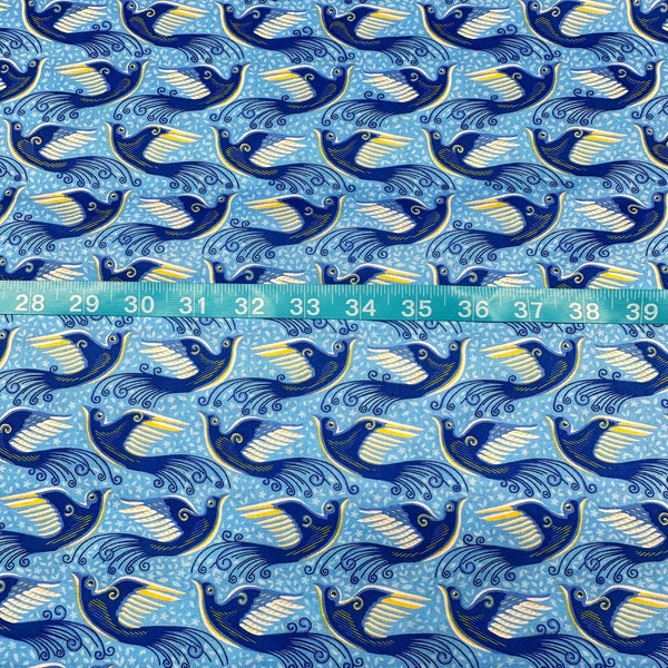 London Calling Birds SRKN-21243-216 Cloud Cotton Lawn Fabric Robert Kaufman