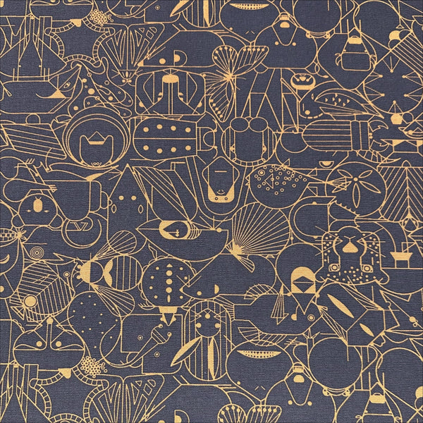 Charley Harper End Papers Dusk Canvas Organic Cotton Fabric, Birch Fabrics D-CH-300-DUSK