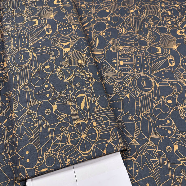Charley Harper End Papers Dusk Canvas Organic Cotton Fabric, Birch Fabrics D-CH-300-DUSK