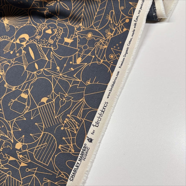 Charley Harper End Papers Dusk Canvas Organic Cotton Fabric, Birch Fabrics D-CH-300-DUSK