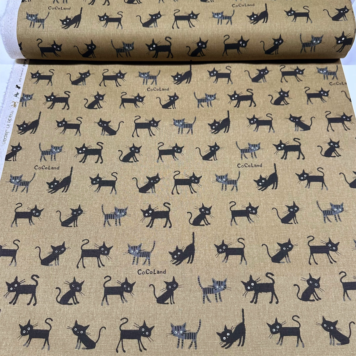 Coco Land Cats Canvas Fabric, 80 Cotton 20 Linen, Imported from