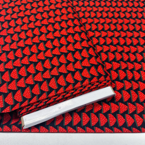 Scandi Strawberries Cotton Fabric, Kobayashi  Imported from Japan, red, black