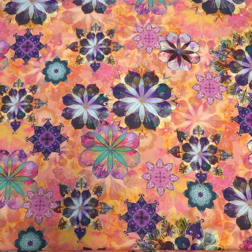 Robert Kaufman Venice Jewel Purple Multi Floral Fabric