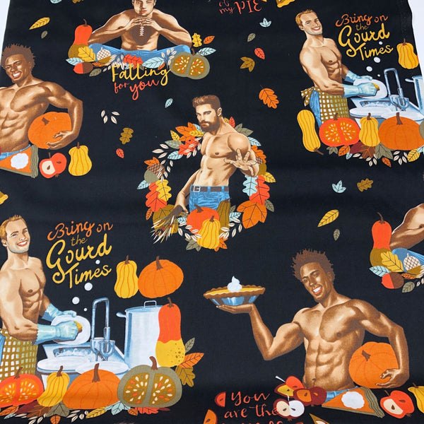 Alexander Henry Falling For You Thanksgiving Pin Up Sexy Men Cotton Fabric