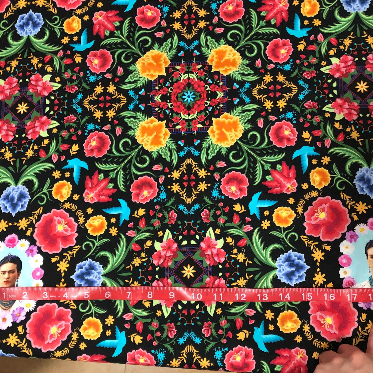 Robert Kaufman Frida Kahlo Portraits Floral Cotton Fabric Fabric & Frolic