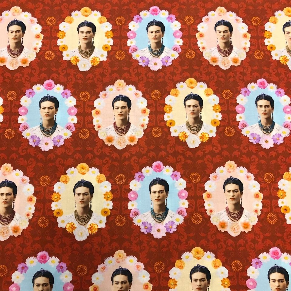 Robert Kaufman Frida Kahlo Faces Floral Portraits Cotton Fabric
