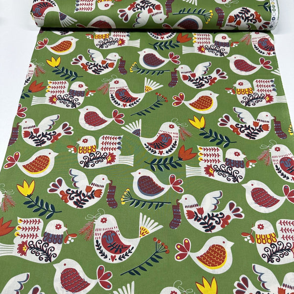 Alexander Henry Winter Partridge Pine Cotton Fabric Christmas Holiday Fabric