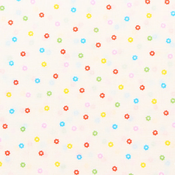 Happy Message 30s Tiny Flowers Cotton Fabric in White Multi, Japanese Import