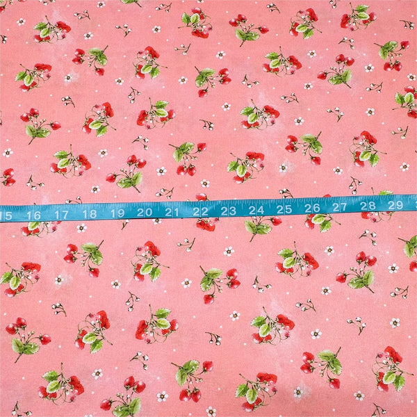 Strawberry Season Briar Hill Designs from Wishwell Cotton Fabric, Robert Kaufman ABYD-22315-301 AZALEA