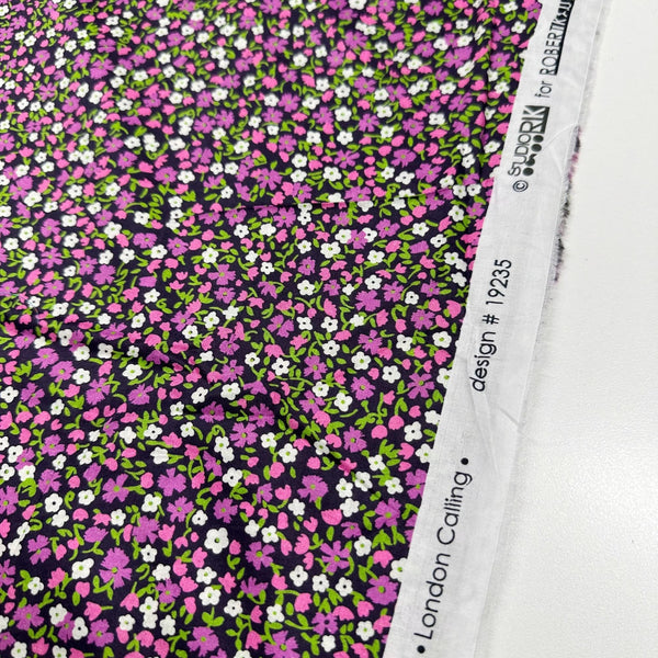 London Calling SRKD-19235-233 Berry Tiny Floral Cotton Lawn Fabric Robert Kaufman