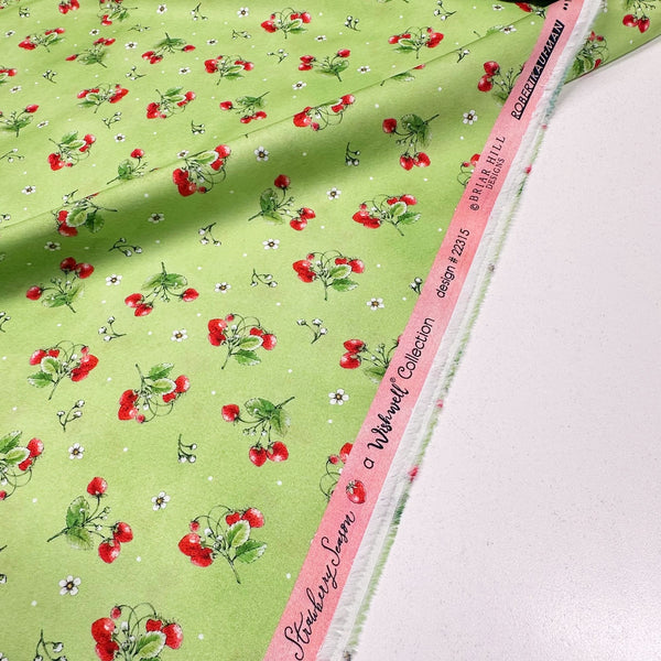 Strawberry Season Briar Hill Designs from Wishwell Cotton Fabric, Robert Kaufman ABYD-22315-55 SWEET PEA