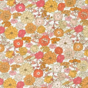 London Calling SRKD-19227-152 Creamsicle Floral Cotton Lawn Fabric Robert Kaufman