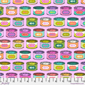 Cat Snacks - Electroberry Tabby Road Deja Vu Cotton Fabric, Tula Pink for Free Spirit PWTP094.ELECTROBERRY