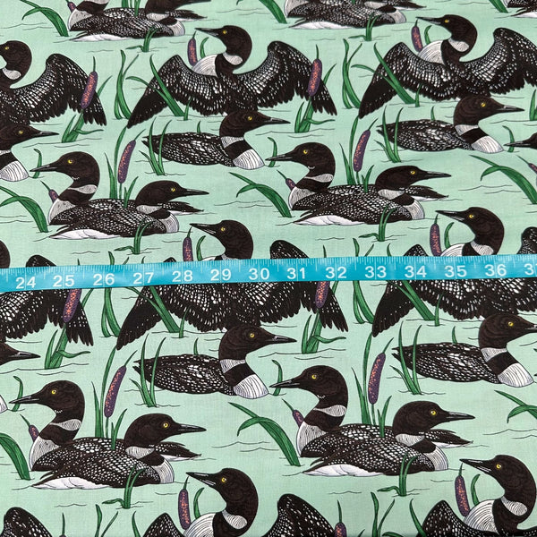 Loons in Oasis Birds of a Feather by Rachel Hauer Cotton Fabric, Free Spirit Fabrics PWRH051.OASIS