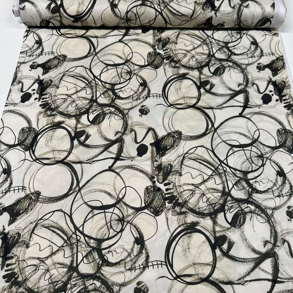 Scribble - Charcoal || Ravel by E Bond Cotton Fabric PWEB044.CHARCOAL Free Spirit Fabrics