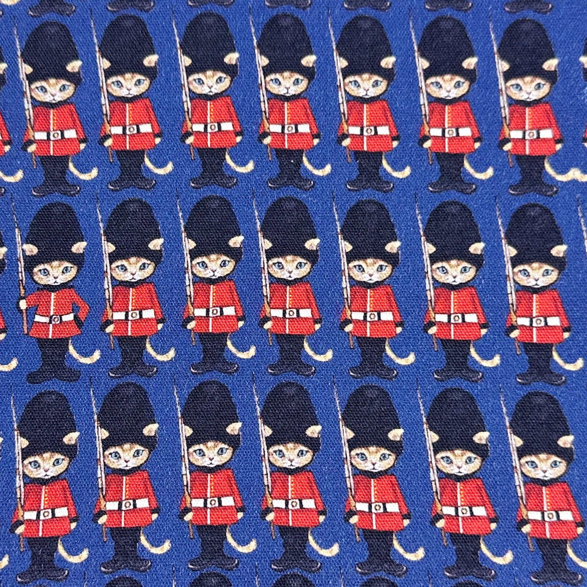 1 FQ London Cat Cotton Oxford Fabric in Navy by Illustrator Ringo, Imported from Japan