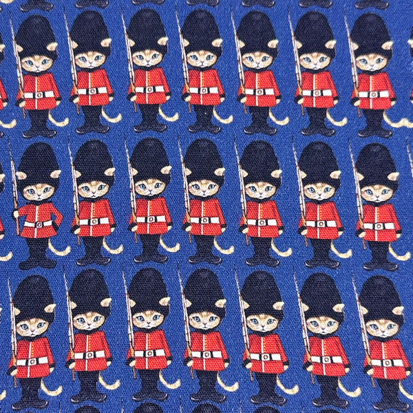 1 FQ London Cat Cotton Oxford Fabric in Navy by Illustrator Ringo, Imported from Japan