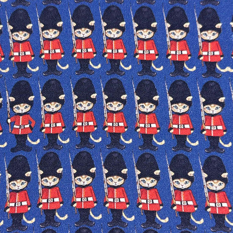 1 FQ London Cat Cotton Oxford Fabric in Navy by Illustrator Ringo, Imported from Japan