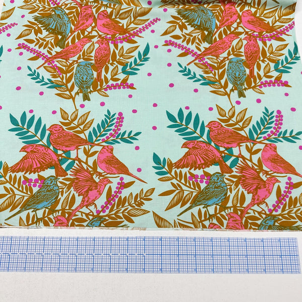 Bright Eyes Visitation - Seafoam Anna Maria Horner Cotton Fabric, Free Spirit PWAH161.SEAFOAM