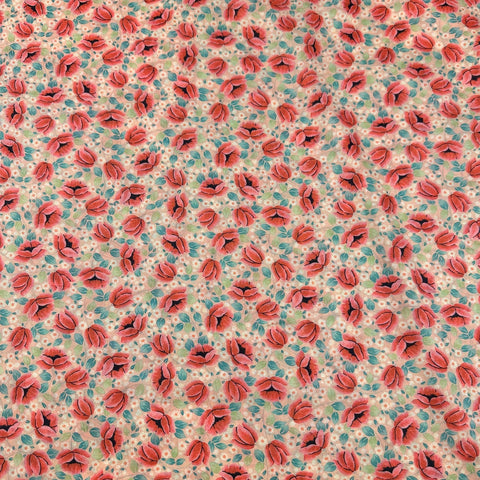 London Calling SRKD-20256-144 PEACH Floral Cotton Lawn Fabric Robert Kaufman