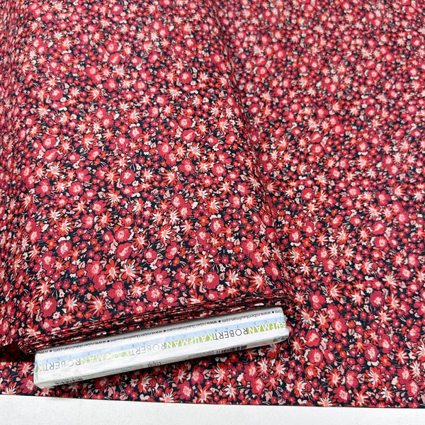 London Calling SRKD-19233-91 CRIMSON Floral Cotton Lawn Fabric Robert Kaufman