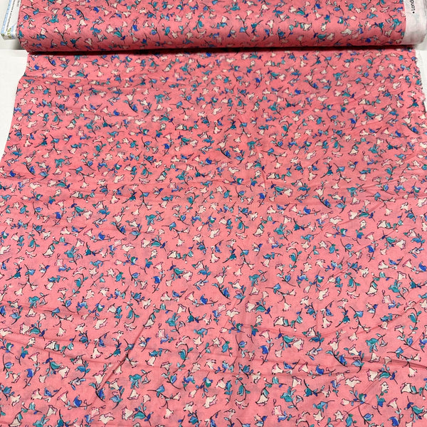 London Calling Pink Floral Cotton Lawn Fabric Robert Kaufman SRKD-20260-143 CORAL