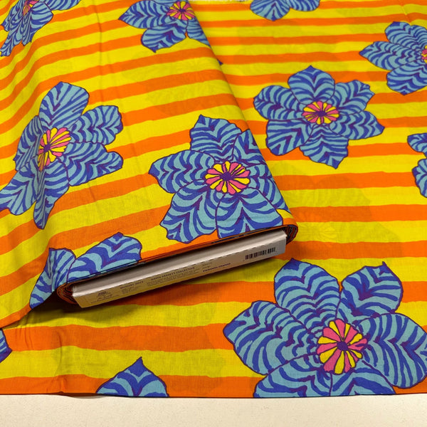 Zebra Lily Orange Brandon Mably for Kaffe Fassett Cotton Fabric, Free Spirit Fabric