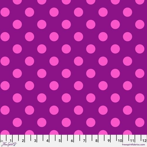 Tula Pink True Colors Pom Pom Polka Dots Foxglove Cotton Fabric Free Spirit SKU PWTP118.FOXGL
