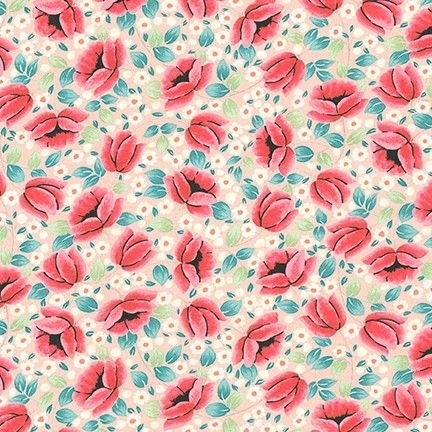 London Calling SRKD-20256-144 PEACH Floral Cotton Lawn Fabric Robert Kaufman