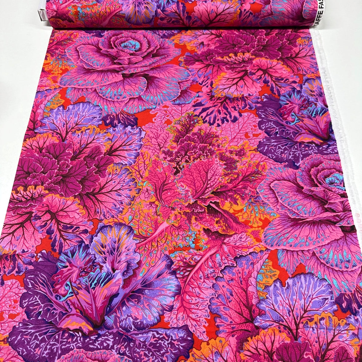 Curly Kale Red Philip Jacobs for Kaffe Fassett Cotton Fabric, Free Spi ...