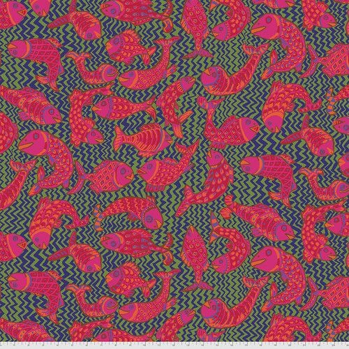 Koi Polloi Green Brandon Mably for Kaffe Fassett Contrast Fabric, Free Spirit Fabrics PWBM079.GREEN