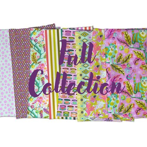 Tabby Road Deja Vu Full Collection Bundle 8 One - Yard Cuts Cotton Fabric, Tula Pink for Free Spirit