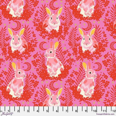 Hop To It Blossom Metallic Besties Tula Pink Cotton Fabric, Free Spirit PWTP215.BLOSSOM
