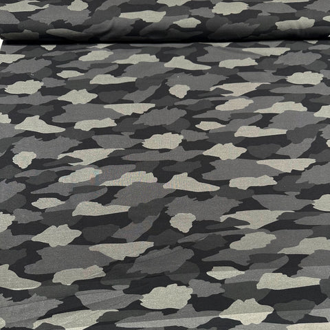 Trainers French Terry Knit Camo Print Stretch Fabric Robert Kaufman SRKDK-21054-184 CHARCOAL