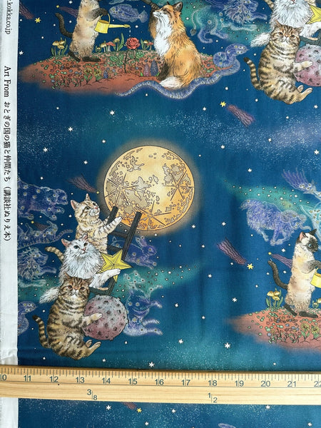 Selvage of 365 Cat Art Moonlight Cat cotton fabric by Kokka, style EKX-1710-1A