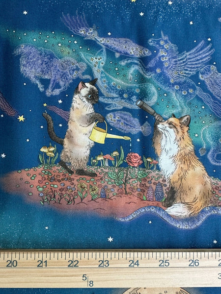 Scale of 365 Cat Art Moonlight Cat cotton fabric by Kokka, style EKX-1710-1A