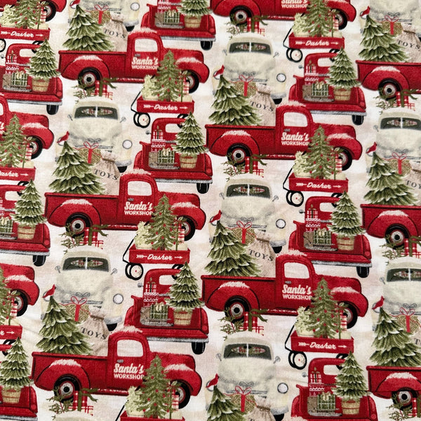 3 Wishes Home for the Holidays Christmas Trees Trucks Holiday Cotton Fabric