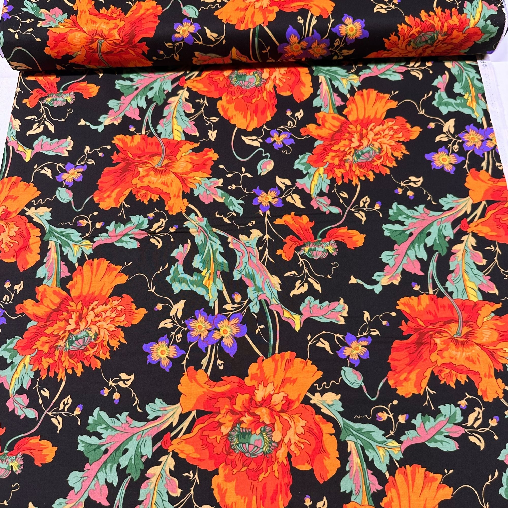 Papaver - Orange Philip Jacobs Cotton Fabric, Kaffe Fassett For Free Spirit PWPJ127.ORANGE