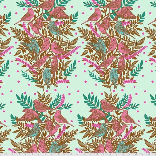 Bright Eyes Visitation - Seafoam Anna Maria Horner Cotton Fabric, Free Spirit PWAH161.SEAFOAM