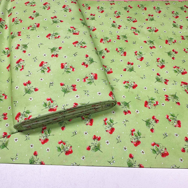 Strawberry Season Briar Hill Designs from Wishwell Cotton Fabric, Robert Kaufman ABYD-22315-55 SWEET PEA