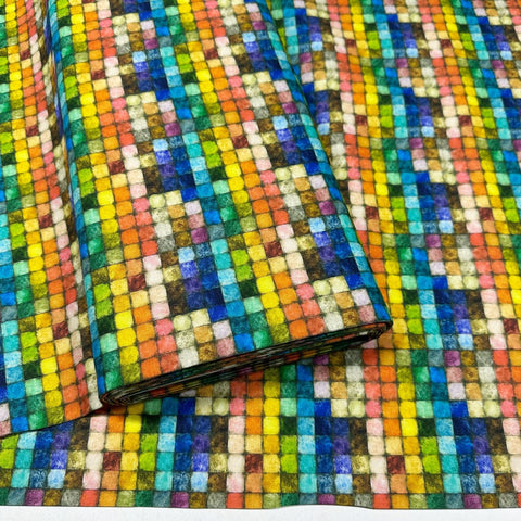 Tim Holtz Colorblock Mosaic Multi Colorblock Eclectic Elements Cotton Fabric, Free Spirit Fabrics