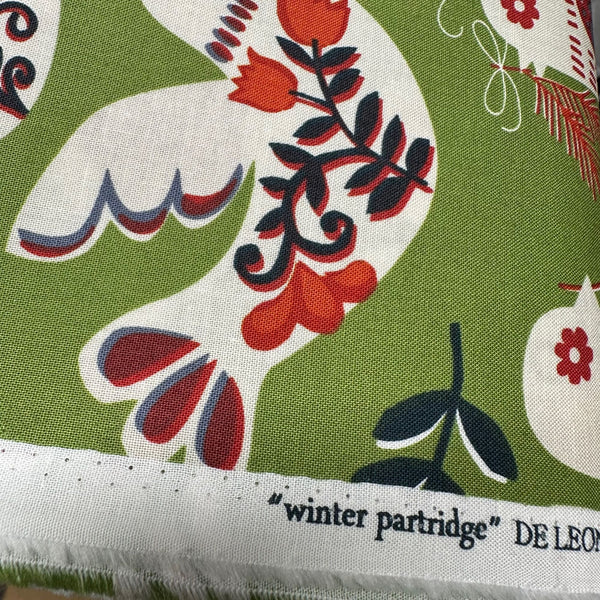 Alexander Henry Winter Partridge Pine Cotton Fabric Christmas Holiday Fabric