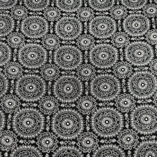 London Calling Black Medallion Cotton Lawn Fabric Robert Kaufman SRKN-21235-2