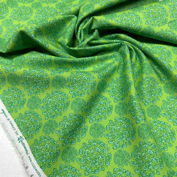 Clothworks Margot Blooms Y3663-21 Green Floral Cotton Fabric