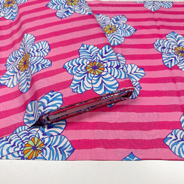 Zebra Lily Pink Brandon Mably for Kaffe Fassett Cotton Fabric, Free Spirit Fabric