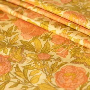 Peonies Dew Organic Cotton Poplin Fabric Bountiful by Mustard Beetle, Birch Fabrics MBH-11-DEW