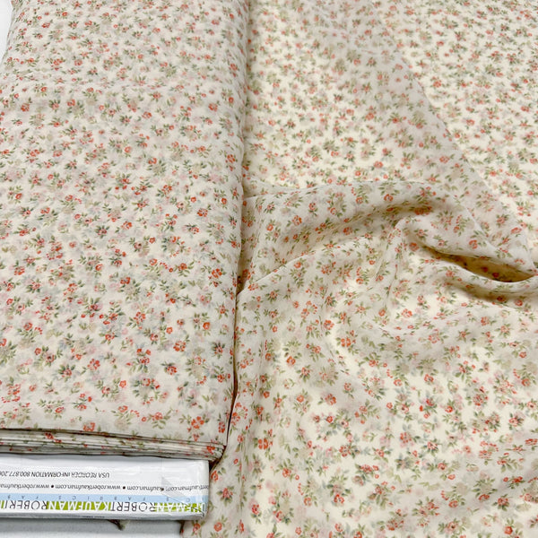 Sunset Studio Collection High Multi Sheer Floral Polyester Chiffon Fabric Ivory, Robert Kaufman