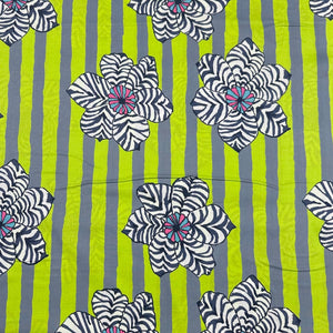 Zebra Lily Green Brandon Mably for Kaffe Fassett Cotton Fabric, Free Spirit Fabric