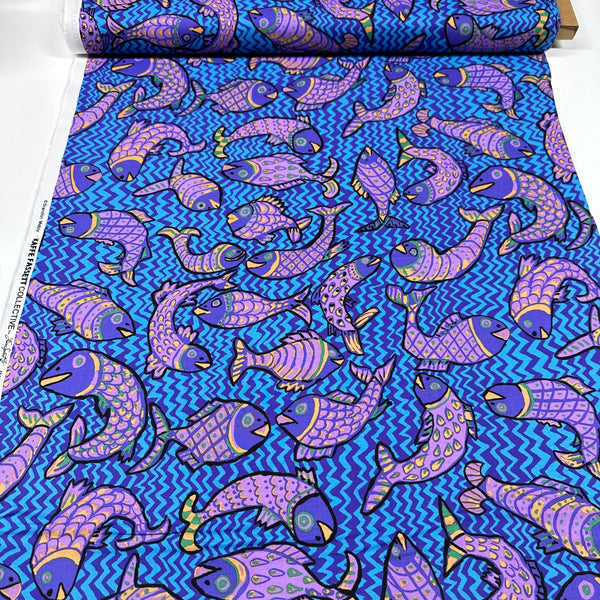 Koi Polloi Blue Brandon Mably for Kaffe Fassett Contrast Fabric, Free Spirit Fabrics